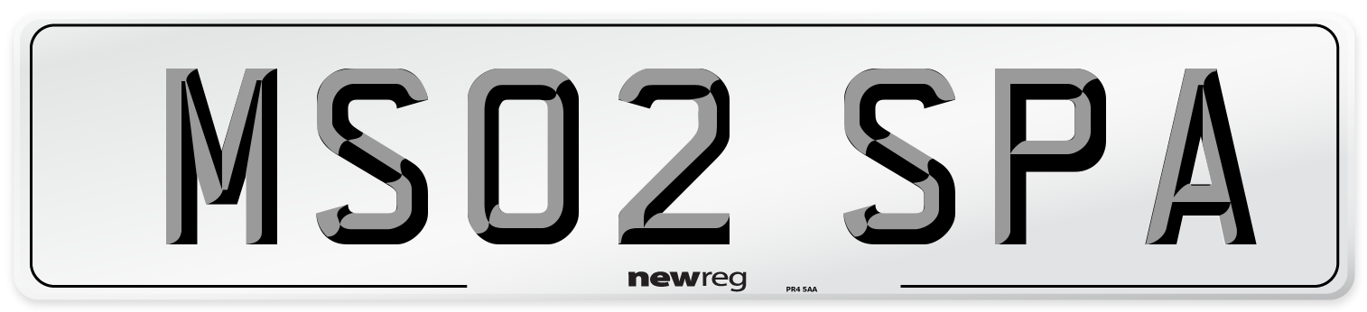 MS02 SPA Number Plate from New Reg